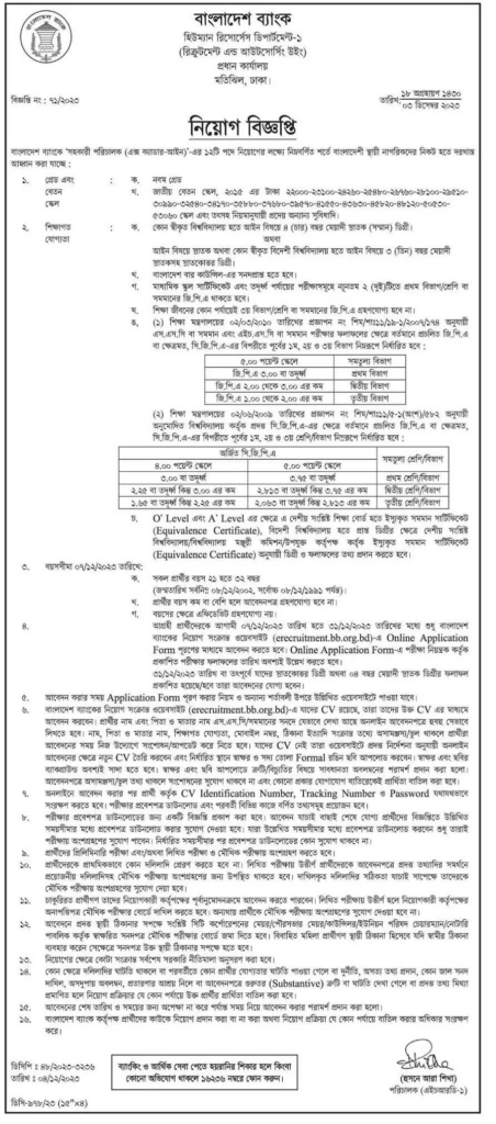 Bangladesh Bank Job Circular 2024 image , collected from internet